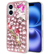 For iPhone 17 Case Full Diamond Bling Cover 3D Jewel Ornaments + Tempered Glass
