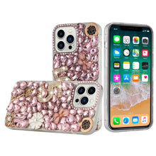 For iPhone 15 Case Full Diamond Bling w/ Faux Jewel Ornaments + 2 Tempered Glass