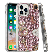 For iPhone 15 Case Full Diamond Bling w/ Faux Jewel Ornaments + 2 Tempered Glass
