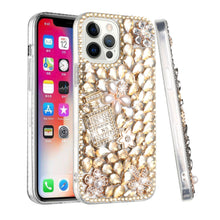 For iPhone 15 Case Full Diamond Bling w/ Faux Jewel Ornaments + 2 Tempered Glass