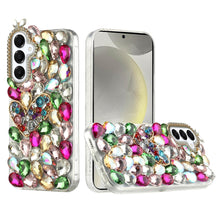 For Samsung S25/S24 Case Full Diamond Bling Cover 3D Jewels + Tempered Glass