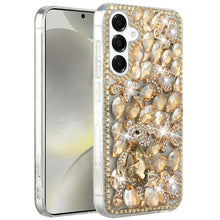 For Samsung S25/S24 Case Full Diamond Bling Cover 3D Jewels + Tempered Glass