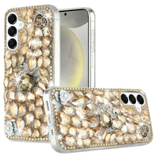 For Samsung S25/S24 Case Full Diamond Bling Cover 3D Jewels + Tempered Glass