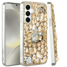 For Samsung S25/S24 Case Full Diamond Bling Cover 3D Jewels + Tempered Glass