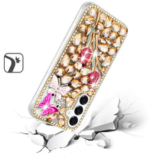For Samsung S25/S24 Case Full Diamond Bling Cover 3D Jewels + Tempered Glass