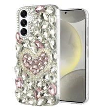 For Samsung S25/S24 Case Full Diamond Bling Cover 3D Jewels + Tempered Glass