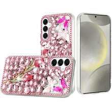 For Samsung S25/S24 Case Full Diamond Bling Cover 3D Jewels + Tempered Glass