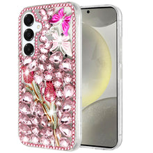 For Samsung S25/S24 Case Full Diamond Bling Cover 3D Jewels + Tempered Glass