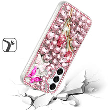For Samsung S25/S24 Case Full Diamond Bling Cover 3D Jewels + Tempered Glass