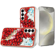 For Samsung S25/S24 Case Full Diamond Bling Cover 3D Jewels + Tempered Glass