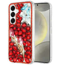 For Samsung S25/S24 Case Full Diamond Bling Cover 3D Jewels + Tempered Glass