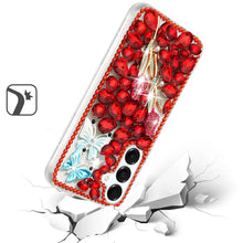 For Samsung S25/S24 Case Full Diamond Bling Cover 3D Jewels + Tempered Glass