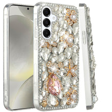 For Samsung S25/S24 Case Full Diamond Bling Cover 3D Jewels + Tempered Glass
