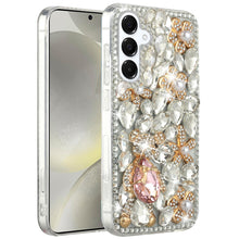 For Samsung S25/S24 Case Full Diamond Bling Cover 3D Jewels + Tempered Glass