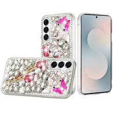 For Samsung S25 FE Case Full Diamond Bling 3D Jewel Ornaments + Tempered Glass
