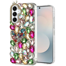 For Samsung S25 FE Case Full Diamond Bling 3D Jewel Ornaments + Tempered Glass