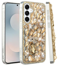 For Samsung S25 FE Case Full Diamond Bling 3D Jewel Ornaments + Tempered Glass