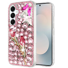 For Samsung S25 FE Case Full Diamond Bling 3D Jewel Ornaments + Tempered Glass