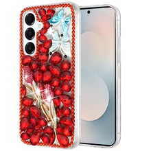 For Samsung S25 FE Case Full Diamond Bling 3D Jewel Ornaments + Tempered Glass