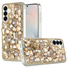 For Samsung S26 6.3" Case Full Diamond Bling 3D Jewel Ornaments + Tempered Glass