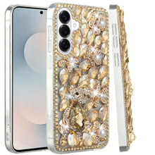 For Samsung S26 6.3" Case Full Diamond Bling 3D Jewel Ornaments + Tempered Glass
