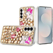 For Samsung S26 6.3" Case Full Diamond Bling 3D Jewel Ornaments + Tempered Glass