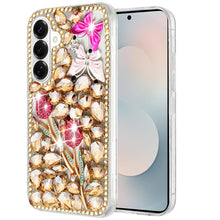 For Samsung S26 6.3" Case Full Diamond Bling 3D Jewel Ornaments + Tempered Glass