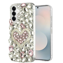 For Samsung S26 6.3" Case Full Diamond Bling 3D Jewel Ornaments + Tempered Glass