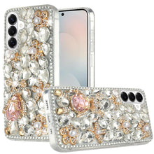 For Samsung S26 6.3" Case Full Diamond Bling 3D Jewel Ornaments + Tempered Glass