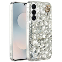For Samsung S26 6.3" Case Full Diamond Bling 3D Jewel Ornaments + Tempered Glass