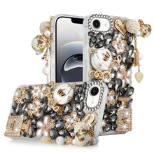 For iPhone 16e Case Full Bling Faux Diamond Rhinestone Jewel + Tempered Glass