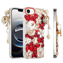 For iPhone 16e Case Full Bling Faux Diamond Rhinestone Jewel + Tempered Glass