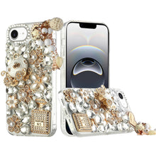 For iPhone 16e Case Full Bling Faux Diamond Rhinestone Jewel + Tempered Glass