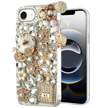 For iPhone 16e Case Full Bling Faux Diamond Rhinestone Jewel + Tempered Glass