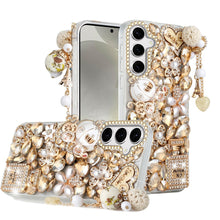 For Samsung S25/S24 Case Bling Faux Diamond Rhinestone Jewel + Tempered Glass