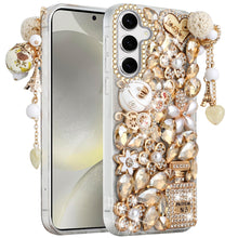 For Samsung S25/S24 Case Bling Faux Diamond Rhinestone Jewel + Tempered Glass