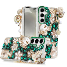 For Samsung S25/S24 Case Bling Faux Diamond Rhinestone Jewel + Tempered Glass