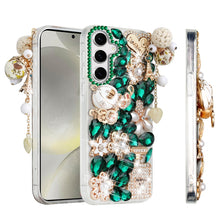 For Samsung S25/S24 Case Bling Faux Diamond Rhinestone Jewel + Tempered Glass