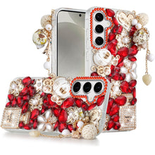 For Samsung S25/S24 Case Bling Faux Diamond Rhinestone Jewel + Tempered Glass