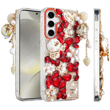 For Samsung S25/S24 Case Bling Faux Diamond Rhinestone Jewel + Tempered Glass