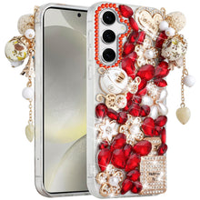 For Samsung S25/S24 Case Bling Faux Diamond Rhinestone Jewel + Tempered Glass