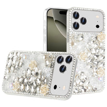 For iPhone 17 PRO Case Full Jewel with 3D Roses Bling Cover + Tempered Glass