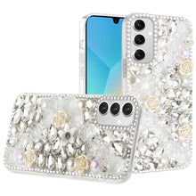 For Samsung A16 5G Case Full Rhinestone 3D Rose Bling Cover + Tempered Glass