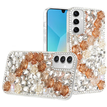 For Samsung A16 5G Case Full Rhinestone 3D Rose Bling Cover + Tempered Glass