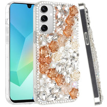 For Samsung A16 5G Case Full Rhinestone 3D Rose Bling Cover + Tempered Glass