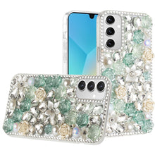 For Samsung A16 5G Case Full Rhinestone 3D Rose Bling Cover + Tempered Glass