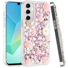 For Samsung A16 5G Case Full Rhinestone 3D Rose Bling Cover + Tempered Glass