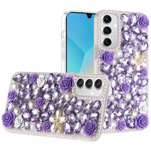 For Samsung A16 5G Case Full Rhinestone 3D Rose Bling Cover + Tempered Glass