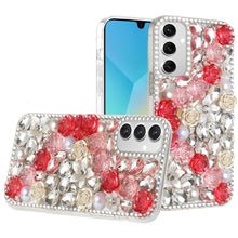 For Samsung A16 5G Case Full Rhinestone 3D Rose Bling Cover + Tempered Glass