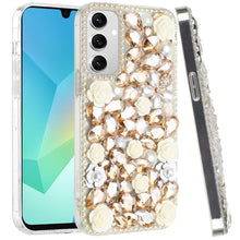 For Samsung A16 5G Case Full Rhinestone 3D Rose Bling Cover + Tempered Glass
